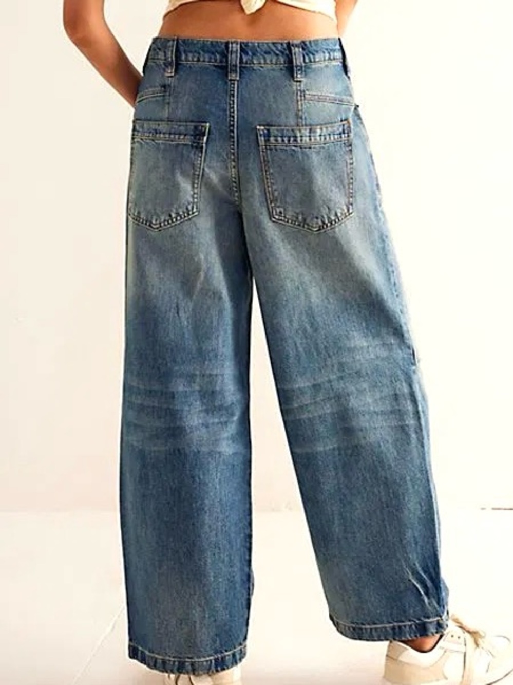 Free People We The Free Twin Flame Cropped Wide-Leg Barrel Jeans Size 25 - Picture 7 of 15